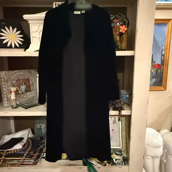 Chico's size 2 lot of 2 coat black velvet duster open cardigan tweed Large - Picture 4 of 5